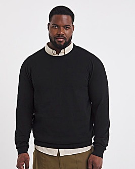 Black Cotton Crew Neck Jumper