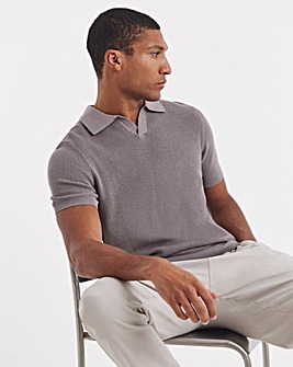 Open Neck Textured Polo