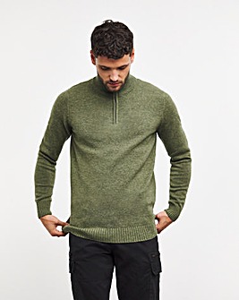 Green Lambswool 1/4 Zip Funnel