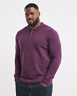 Purple Lambswool Long Sleeve Polo