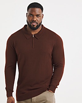 Burgundy Merino Wool Long Sleeve Zip