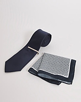 Tie, Pocket Square & Tie Pin Set