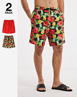 2 Pack Value Tropical Swim Shorts Long