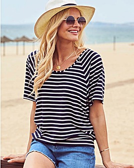 Sosanadar Striped Relaxed Fit Scoop Neck T-Shirt