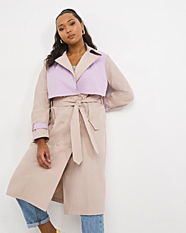 Taupe/Lilac Colourblock Trench