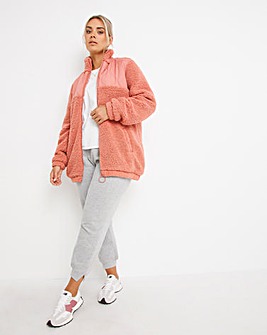 Pink Fleece Quilt Bomber Jacket