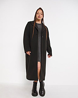 Black Single Breasted Unlined Coat