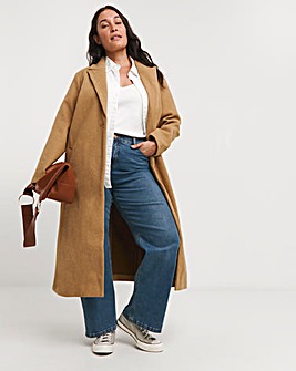 Camel Single Breasted Unlined Coat