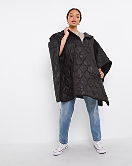 Black Quilted Poncho