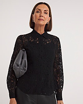 Whistles Lucy Seam Detail Lace Shirt