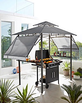 BBQ Gazebo with Side Tables and Eaves