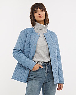 Dusky Blue Short Quilted Jacket