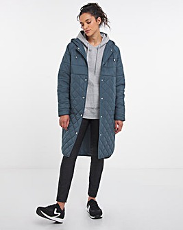 Slate Grey Hooded Quilt Mix Coat