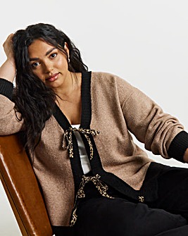Lovedrobe Animal Print Bow Cardigan