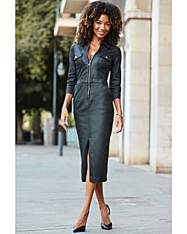 Sosandar Coated Zip Through Utility Midi Dress