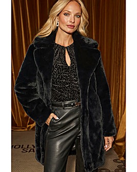 Sosandar Mid Length Luxe Faux Fur Coat