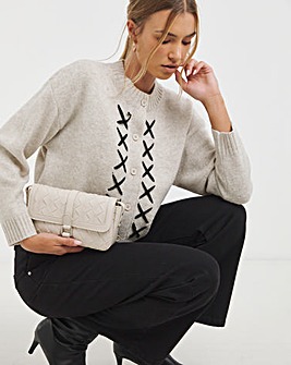 Native Youth Cross Stitch Knitted Cardigan