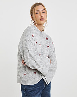 Native Youth Floral Applique Knitted Jumper