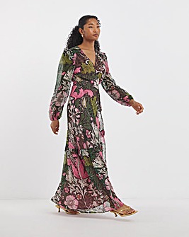 Hope & Ivy Rosehip William Morris Society Maxi Dress