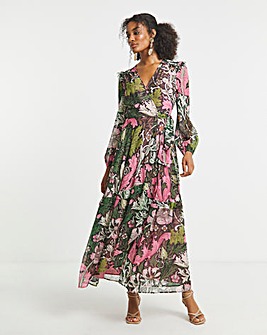 Hope & Ivy Rosehip William Morris Society Maxi Dress