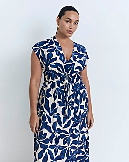 Mango Sleeveless V Neck Midi Dress