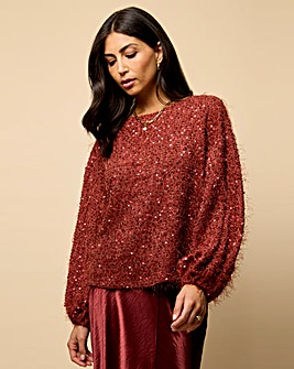 Little Mistress Cherry Sequin Eyelash Jumper
