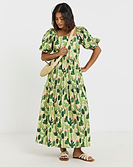 Twisted Wunder Cotton Cactus Midaxi Dress