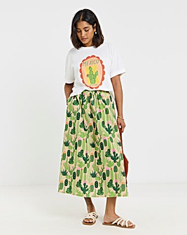 Twisted Wunder Linen Cactus Maxi Skirt