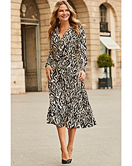 Sosander Ikat Belted Midi Shirt Dress