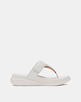 FitFlop White F-Mode Go Adjustable Flatform Toe-Post Sandals - Standard Fit (D)