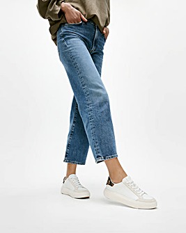 Fitflop Leather Lace Up Trainers Urban White/Chocolate Mix - Standard Fit (D)