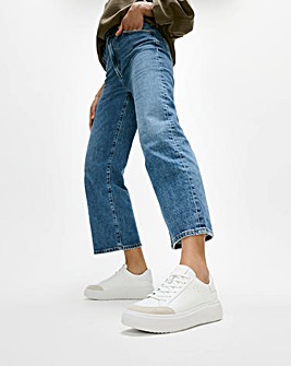 Fitflop Leather Blend Lace Up Trainers Urban White - Standard Fit (D)