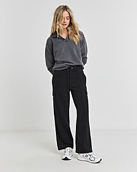 Black Wide Leg Cargo Joggers