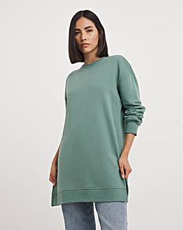 Teal Side Split Sweatshirt Tunic