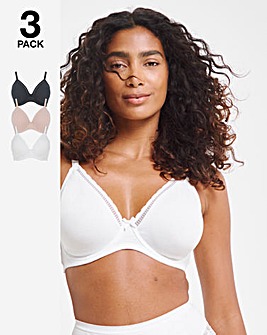 Pretty Secrets 3 Pack New Claire Cotton Moulded Full Cup Wired Bras B-E