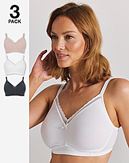 Pretty Secrets (3 Pack) New Claire Cotton Moulded Full Cup Non Wired Bras (B-E)