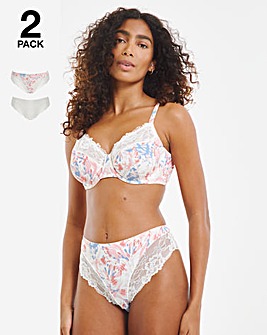 Pretty Secrets 2 Pack Adrianne Midi Brief Knickers Floral