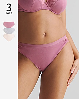 Pretty Secrets 3 Pack Harper Lace Rib Midi Brazilian Knickers