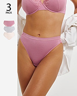 Pretty Secrets 3 Pack Harper Lace Rib Midi Brazilian Knickers