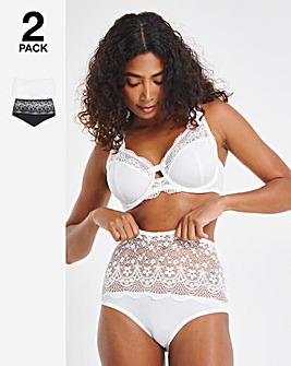 Pretty Secrets Lottie 2 Pack Lace Full Brief Knickers Black/White