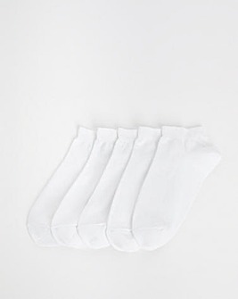 Pretty Secrets 5 Pair Pack Super Value Trainer Liner Socks Wide Fit White