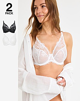 Pretty Secrets (2 Pack) New Ella Wired Full Cup Bras (C-J) Black/White