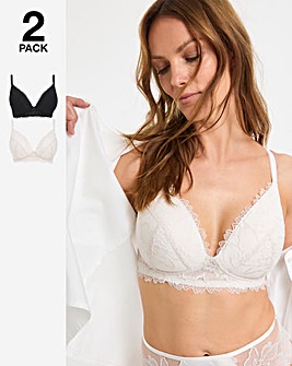 Pretty Secrets (2 Pack) Willow Stretch Lace Non Wired Bralettes (B-F)