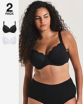 Pretty Secrets (2 Pack) New Jane Wired Full Cup Bras (D-K) Black/White