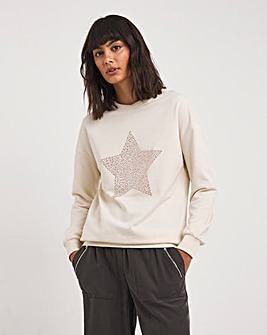 Cream Sparkle Star Long Sleeve Sweatshirt