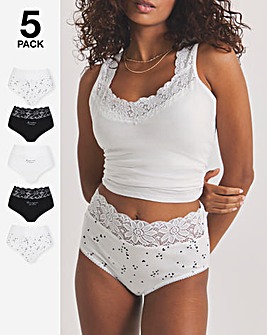Pretty Secrets (5 Pack) Lace Top Full Brief Knickers
