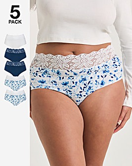 Pretty Secrets (5 Pack) Lace Top Full Brief Knickers