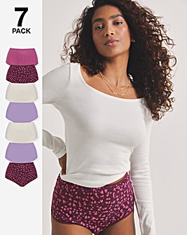 Pretty Secrets 7 Pack Full Fit Brief Knickers Heart Print