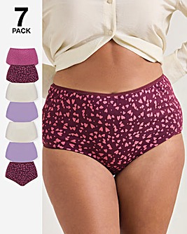 Pretty Secrets 7 Pack Full Fit Brief Knickers Heart Print