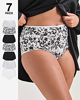 Pretty Secrets (7 Pack) Cotton Full Fit Brief Knickers Mono Floral